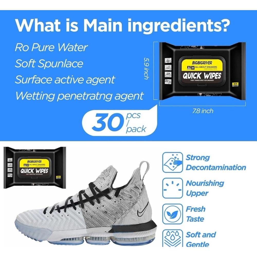 Shoe wipes 30 Pcs Sneaker Wipes Cleaner Quick Travel Portable... - Picture 2 of 3